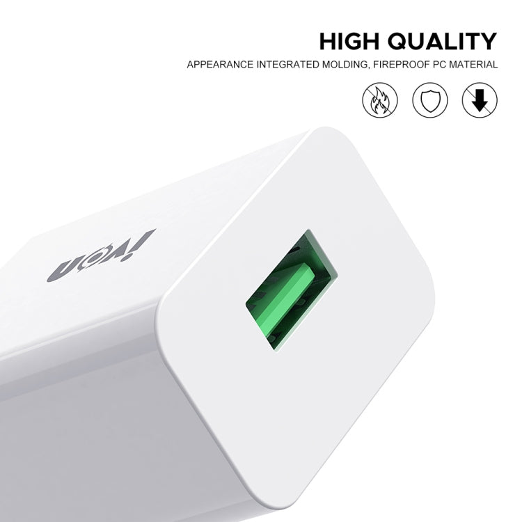 IVON AD-35 2 in 1 18W QC3.0 USB Port Travel Charger + 1m USB to USB-C / Type-C Data Cable Set, US Plug(White) - USB Charger by IVON | Online Shopping UK | buy2fix