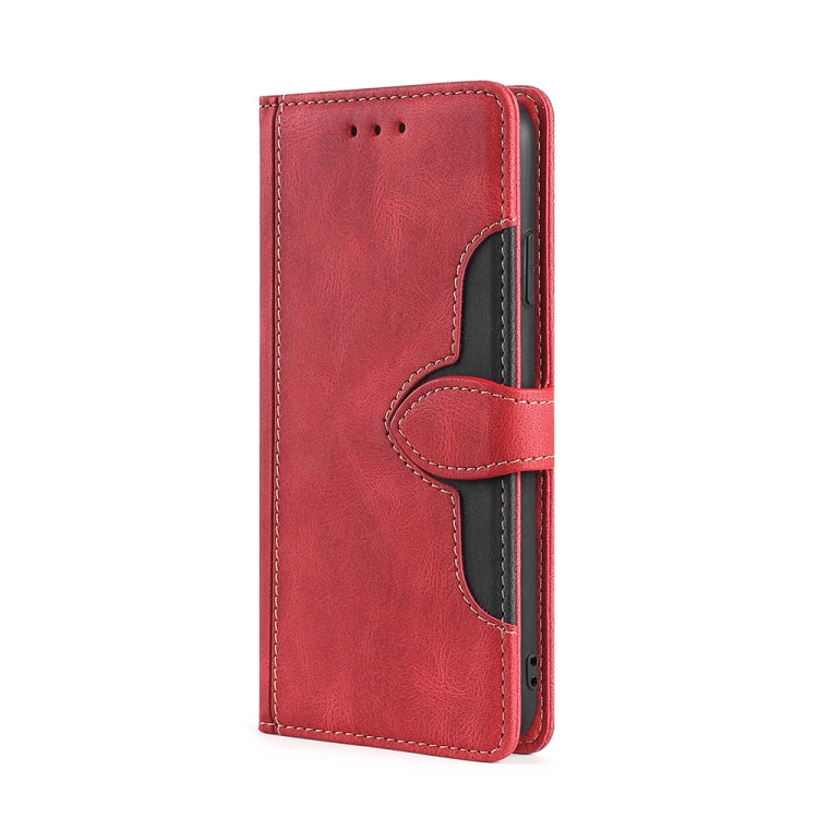 For Doogee X96 Pro Skin Feel Straw Hat Magnetic Buckle Leather Phone Case(Red) - Doogee Cases by buy2fix | Online Shopping UK | buy2fix