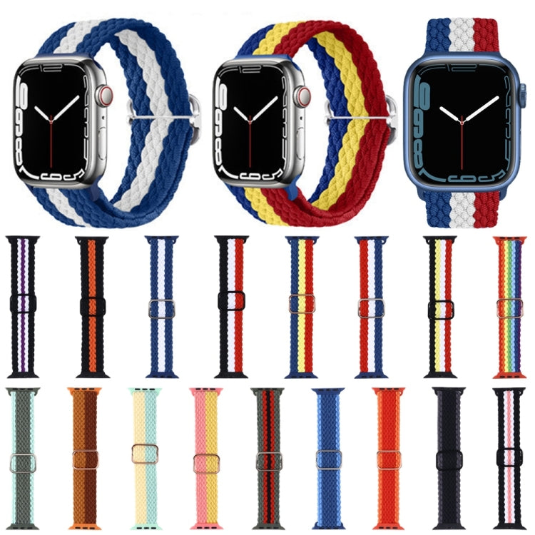 Nylon Braid Watch Band For Apple Watch Ultra 49mm&Watch Ultra 2 49mm / Series 9&8&7 45mm / SE 3&SE 2&6&SE&5&4 44mm / 3&2&1 42mm(Blue+White) - Watch Bands by buy2fix | Online Shopping UK | buy2fix