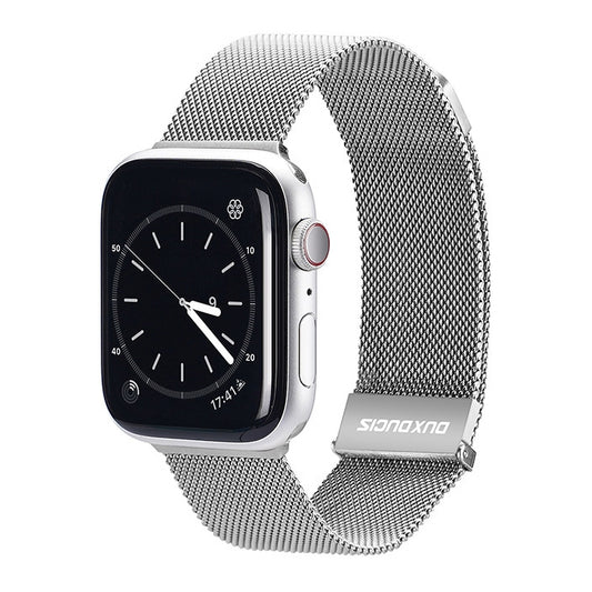 DUX DUCIS Milanese Watchband For Apple Watch Series 9&8&7 45mm / SE 3&SE 2&6&SE&5&4 44mm / 3&2&1 42mm(Silver) - Watch Bands by DUX DUCIS | Online Shopping UK | buy2fix