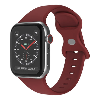 Butterfly Buckle Silicone Watch Band, Size: L For Apple Watch Ultra 49mm&Watch Ultra 2 49mm / Series 9&8&7 45mm / SE 3&SE 2&6&SE&5&4 44mm / 3&2&1 42mm(Wine Red) - Watch Bands by buy2fix | Online Shopping UK | buy2fix