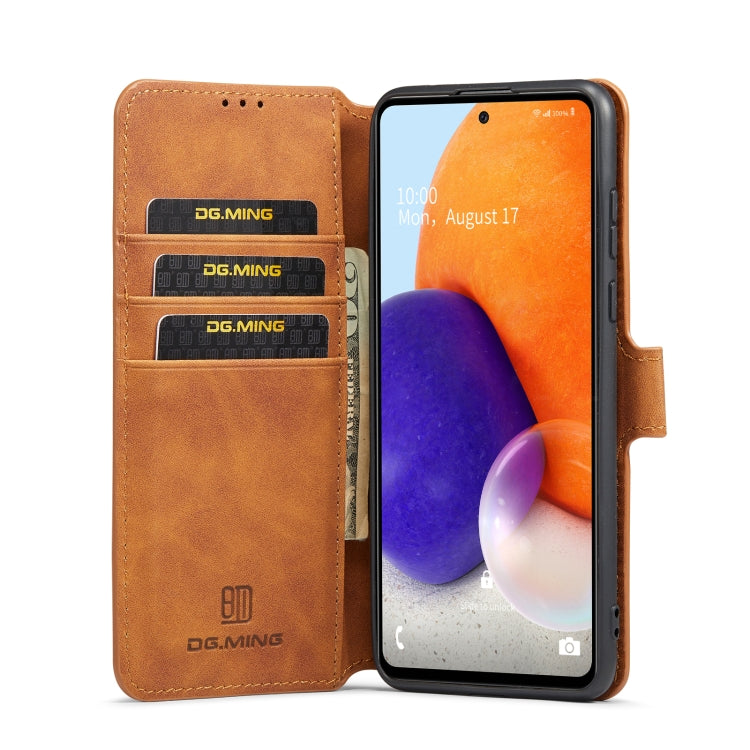 For Samsung Galaxy A73 5G DG.MING Retro Oil Edge Flip Leather Phone Case(Brown) - Galaxy Phone Cases by DG.MING | Online Shopping UK | buy2fix