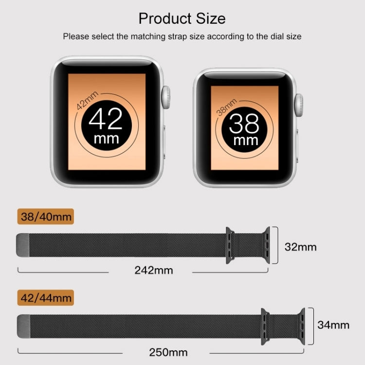 For Apple Watch Series 7 41mm / 6 & SE & 5 & 4 40mm / 3 & 2 & 1 38mm Mutural Milanese Stainless Steel Watch Band(Black) - Watch Bands by Mutural | Online Shopping UK | buy2fix