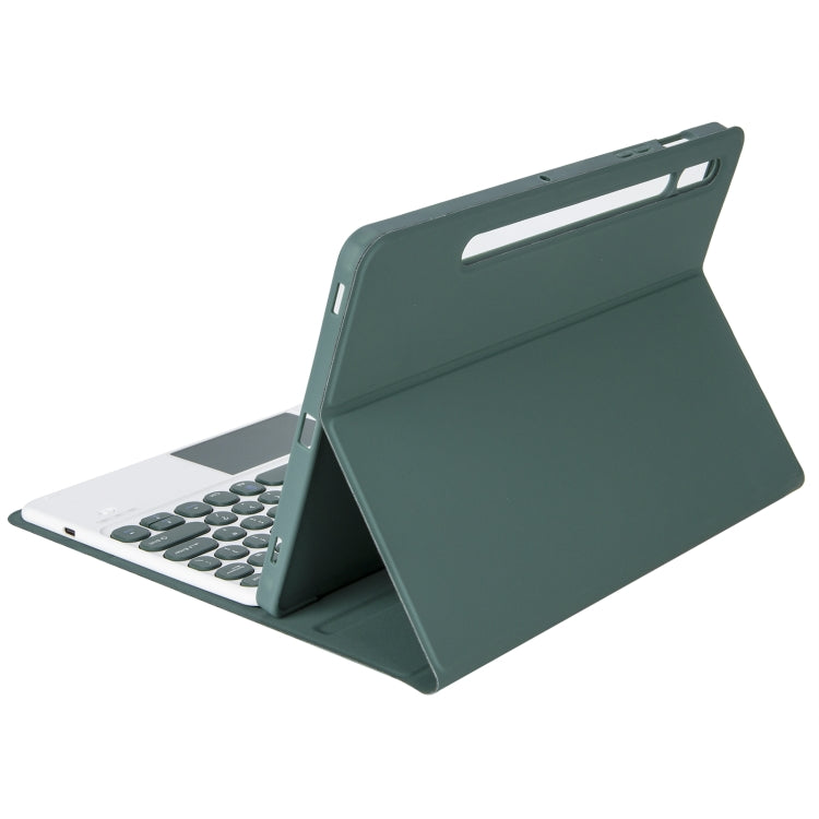 YA610B-A Candy Color Skin Feel Texture Round Keycap Bluetooth Keyboard Leather Case with Touchpad For Samsung Galaxy Tab S6 Lite 10.4 inch SM-P610 / SM-P615(Dark Green) - Samsung Keyboard by buy2fix | Online Shopping UK | buy2fix