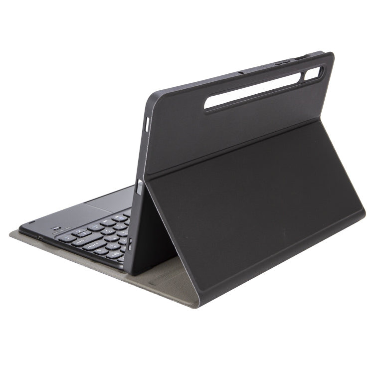 YA610B-A  Lambskin Texture Voltage Round Keycap Bluetooth Keyboard Leather Case with Touchpad For Samsung Galaxy Tab S6 Lite 10.4 inch SM-P610 / SM-P615(Black) - Samsung Keyboard by buy2fix | Online Shopping UK | buy2fix