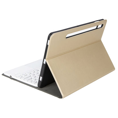 YA08B-A  Lambskin Texture Voltage Round Keycap Bluetooth Keyboard Leather Case with Touchpad For Samsung Galaxy Tab A8 10.5 2021 SM-X200 / SM-X205(Gold) - Samsung Keyboard by buy2fix | Online Shopping UK | buy2fix