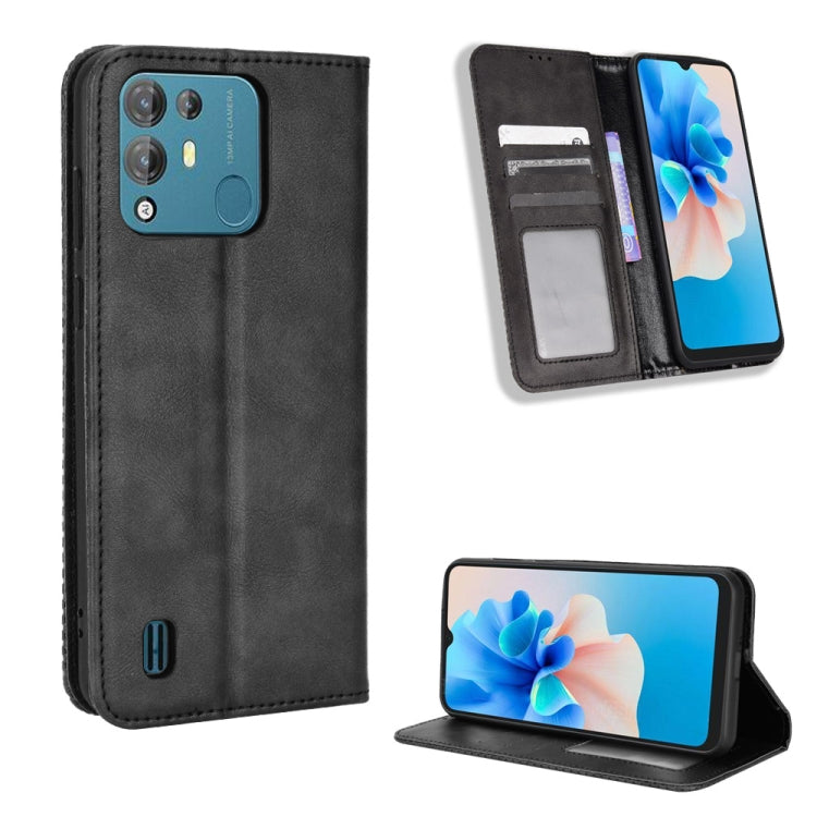 For Blackview A55 Pro Magnetic Buckle Retro Texture Leather Phone Case(Black) - More Brand by buy2fix | Online Shopping UK | buy2fix