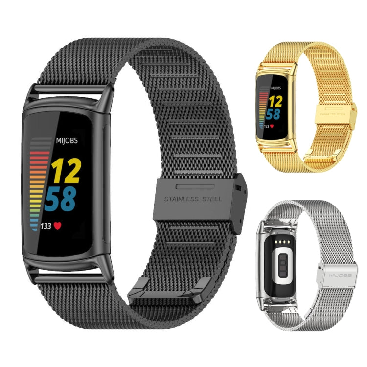 For Fitbit Charge5 Mijobs Milan Buckle Stainless Steel Metal Watch Band(Gold) - Watch Bands by MIJOBS | Online Shopping UK | buy2fix