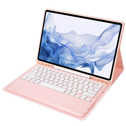 T800B Pen Slot Detachable Bluetooth Keyboard Leather Tablet Case For Samsung Galaxy Tab S8+/S7+/S7 FE(Pink) - Samsung Keyboard by buy2fix | Online Shopping UK | buy2fix