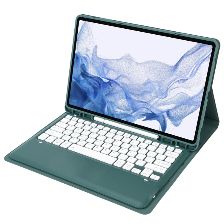 T800B Pen Slot Detachable Bluetooth Keyboard Leather Tablet Case For Samsung Galaxy Tab S8+/S7+/S7 FE(Dark Green) - Samsung Keyboard by buy2fix | Online Shopping UK | buy2fix