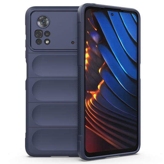 For Xiaomi Poco X4 Pro 5G Magic Shield TPU + Flannel Phone Case(Dark Blue) - Xiaomi Cases by buy2fix | Online Shopping UK | buy2fix