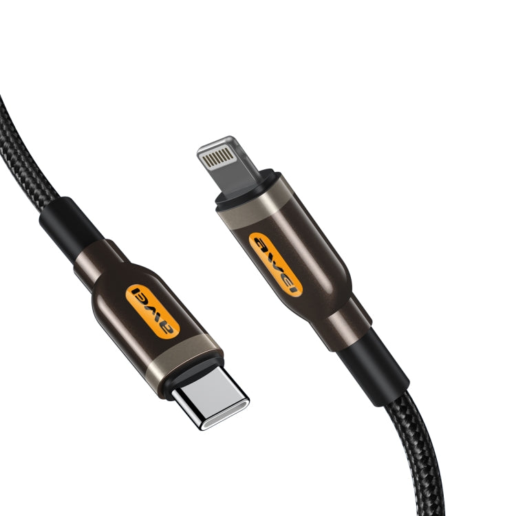 awei CL-125L Type-C / USB-C to 8 Pin Fast Charging Data Cable, Length: 1m(Black) - Normal Style Cable by awei | Online Shopping UK | buy2fix
