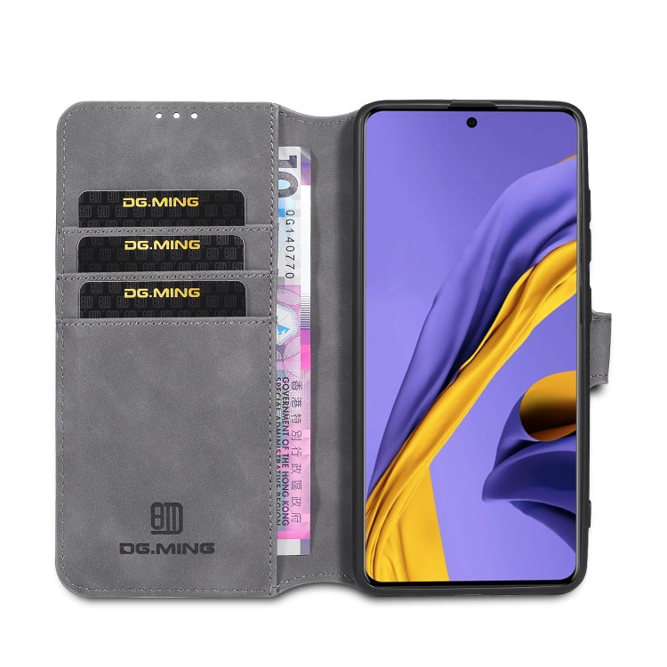 For Galaxy A51 DG.MING Retro Oil Side Horizontal Flip Case with Holder & Card Slots & Wallet(Grey) - Galaxy Phone Cases by DG.MING | Online Shopping UK | buy2fix