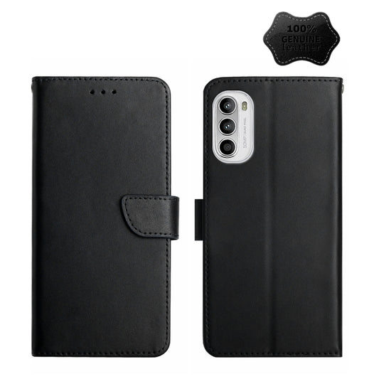 For Motorola Moto G71S Genuine Leather Fingerprint-proof Horizontal Flip Phone Case(Black) - Motorola Cases by buy2fix | Online Shopping UK | buy2fix