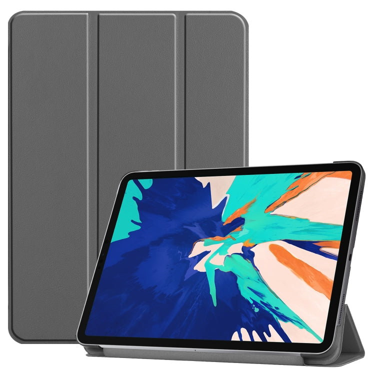 For iPad Air 13 2024 / Pro 12.9 2022 Custer Texture 3-Fold Smart Leather Tablet Case(Gray) - iPad Pro 12.9 (2020) Cases by buy2fix | Online Shopping UK | buy2fix