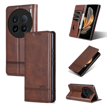 For vivo X100 Ultra AZNS Magnetic Calf Texture Leather Phone Case(Dark Brown) - vivo Cases by AZNS | Online Shopping UK | buy2fix