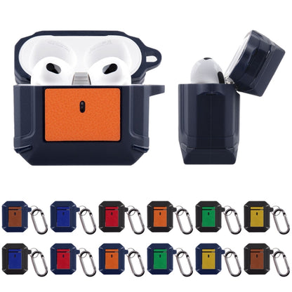 Leather Texture Armor Earphone Protective Case For AirPods 2 / 1(Black+Sapphire Blue) - For AirPods 1/2 by buy2fix | Online Shopping UK | buy2fix