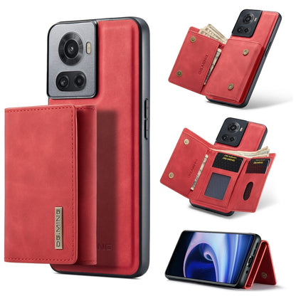 For OnePlus Ace/10R DG.MING M1 Series 3-Fold Multi Card Wallet + Magnetic Phone Case(Red) - OnePlus Cases by DG.MING | Online Shopping UK | buy2fix