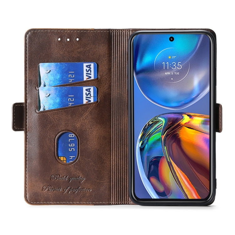 For Doogee X96 Pro Contrast Color Side Buckle Leather Phone Case(Dark Brown + Gold) - Doogee Cases by buy2fix | Online Shopping UK | buy2fix