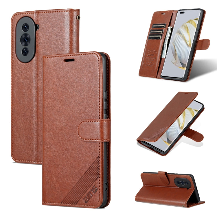 For Huawei nova 10 AZNS Sheepskin Texture Flip Leather Phone Case(Brown) - Huawei Cases by AZNS | Online Shopping UK | buy2fix