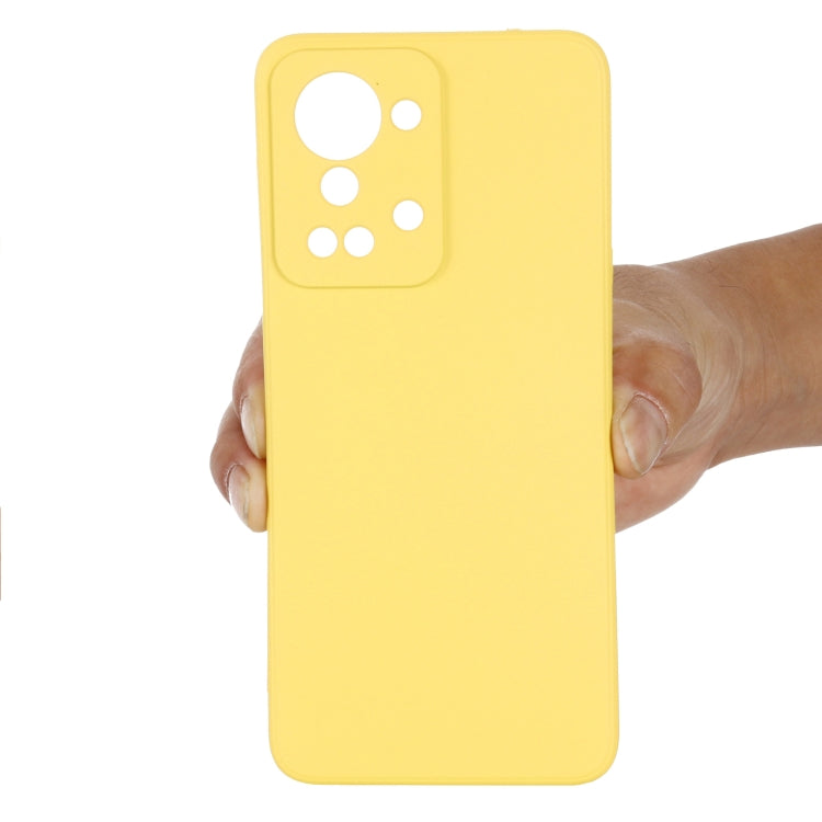 For OnePlus Nord 2T Pure Color Liquid Silicone Shockproof Phone Case(Yellow) - OnePlus Cases by buy2fix | Online Shopping UK | buy2fix