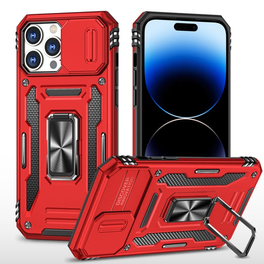 For iPhone 14 Pro Armor PC + TPU Camera Shield Phone Case(Red) - iPhone 14 Pro Cases by buy2fix | Online Shopping UK | buy2fix