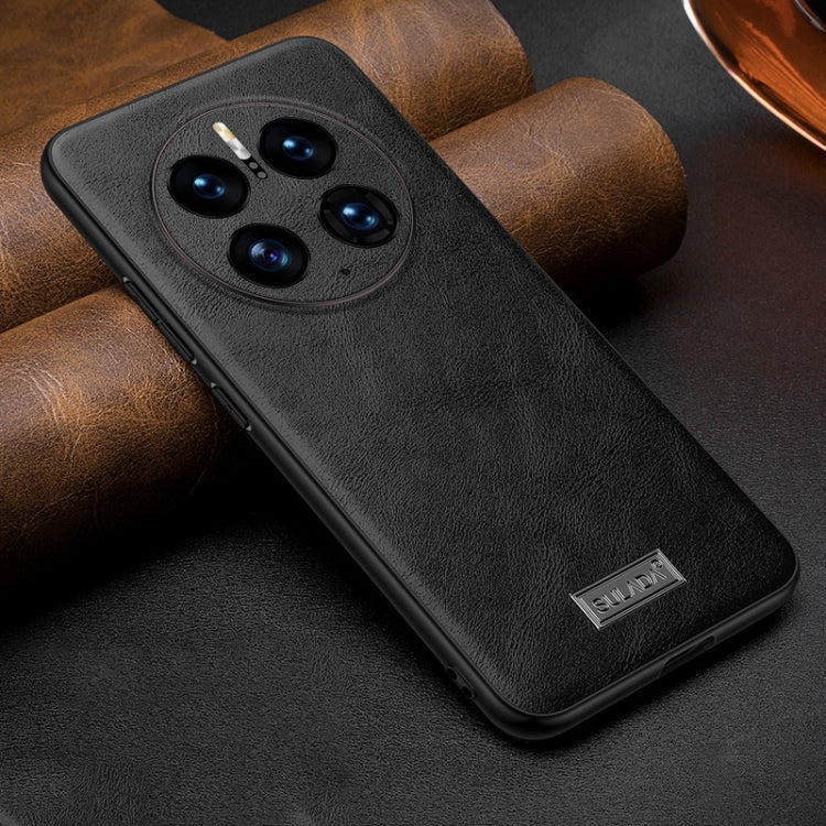 For Huawei Mate 50 Pro SULADA Shockproof TPU + Handmade Leather Protective Phone Case(Black) - Huawei Cases by SULADA | Online Shopping UK | buy2fix