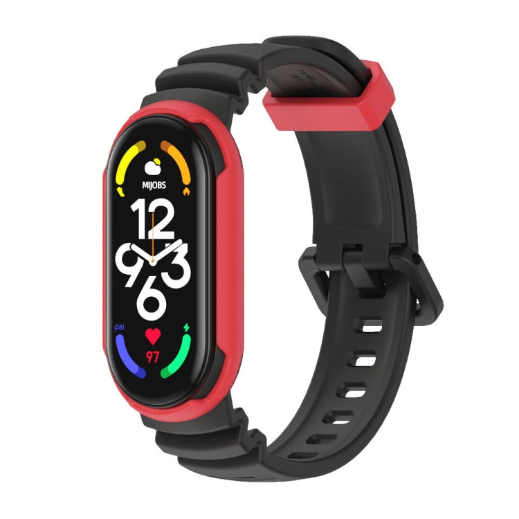 For Xiaomi Mi Band 5 / 6 / 7 MIJOBS GS Unibody Two-color Watch Band(Black Red) - Watch Bands by MIJOBS | Online Shopping UK | buy2fix