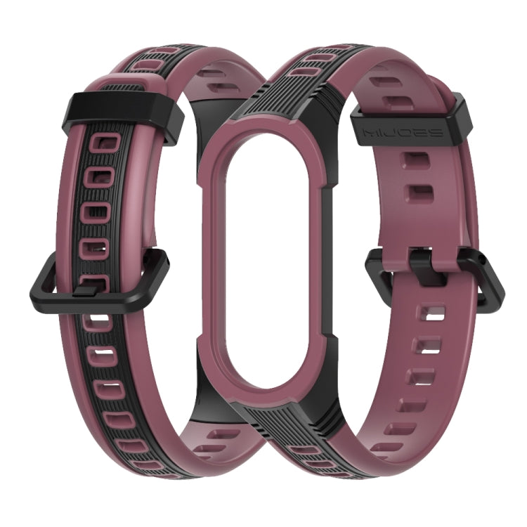 For Xiaomi Mi Band 5 / 6 / 7 MIJOBS Unibody Two-color Silicone Watch Band(Black Wine Red) - Watch Bands by MIJOBS | Online Shopping UK | buy2fix