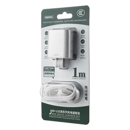 REMAX Jane Series RP-U35 2.1A Dual USB Port Charger, Specification:EU Plug(White) - USB Charger by REMAX | Online Shopping UK | buy2fix