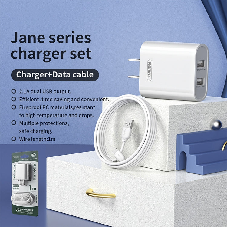 REMAX RP-U35 Jane Series 2.1A Dual USB Port Fast Charger Set, Cable:8 Pin(CN Plug) - USB Charger by REMAX | Online Shopping UK | buy2fix