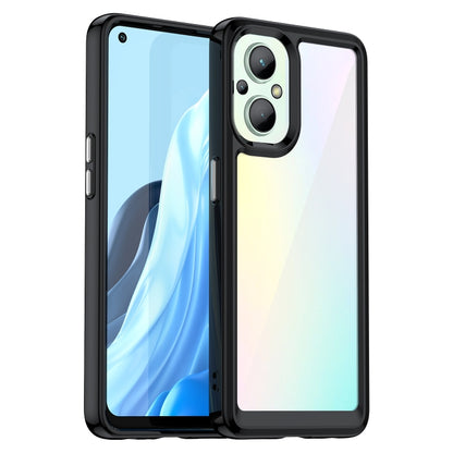 For OPPO Reno 7 Lite Colorful Series Acrylic + TPU Phone Case(Black) - OPPO Cases by buy2fix | Online Shopping UK | buy2fix