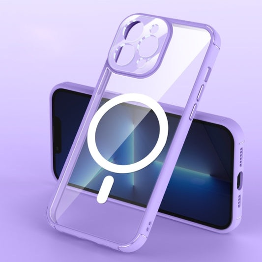 For iPhone 14 Clear Acrylic PC MagSafe Phone Case (Purple) - iPhone 14 Cases by buy2fix | Online Shopping UK | buy2fix