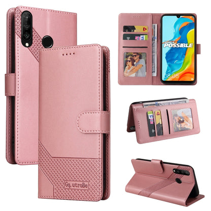 For Huawei P30 Lite GQUTROBE Skin Feel Magnetic Leather Phone Case(Rose Gold) - Huawei Cases by GQUTROBE | Online Shopping UK | buy2fix