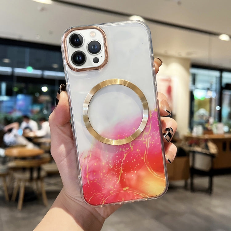 For iPhone 12 Pro Max Marble MagSafe Clear Phone Case(Red) - iPhone 12 Pro Max Cases by buy2fix | Online Shopping UK | buy2fix