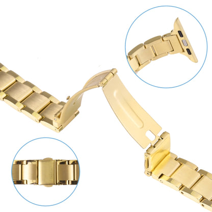 Three Beads Metal Watch Band For Apple Watch Ultra 49mm&Watch Ultra 2 49mm / Series 9&8&7 45mm / SE 3&SE 2&6&SE&5&4 44mm / 3&2&1 42mm(Gold) - Watch Bands by buy2fix | Online Shopping UK | buy2fix