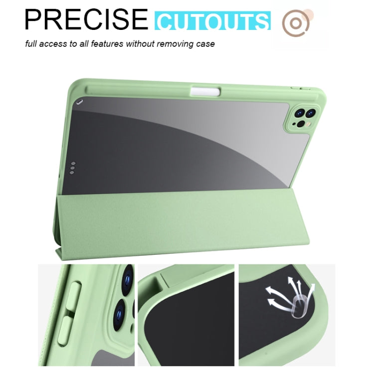 For iPad Air 13 2024 / Pro 12.9 2022 / 2021 / 2020 / 2018 Acrylic 3-folding Smart Leather Tablet Case(Green) - iPad Pro 12.9 (2022/2021) Cases by buy2fix | Online Shopping UK | buy2fix