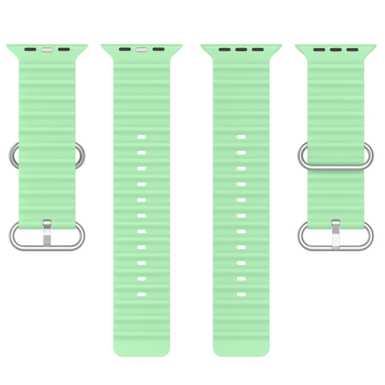 Ocean Silicone Watch Band For Apple Watch Ultra 49mm / Series 8&7 45mm / SE 2&6&SE&5&4 44mm (Light Green) - Watch Bands by buy2fix | Online Shopping UK | buy2fix