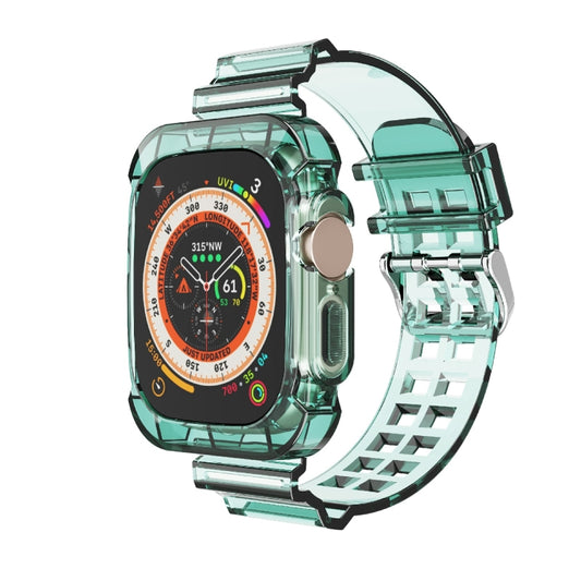 For Apple Watch Ultra 49mm Glacier Transparent TPU Integrated Watch Band(Green) - Watch Bands by buy2fix | Online Shopping UK | buy2fix