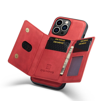 For iPhone 14 Pro Max DG.MING M2 Series 3-Fold Card Bag Leather Case(Red) - iPhone 14 Pro Max Cases by DG.MING | Online Shopping UK | buy2fix