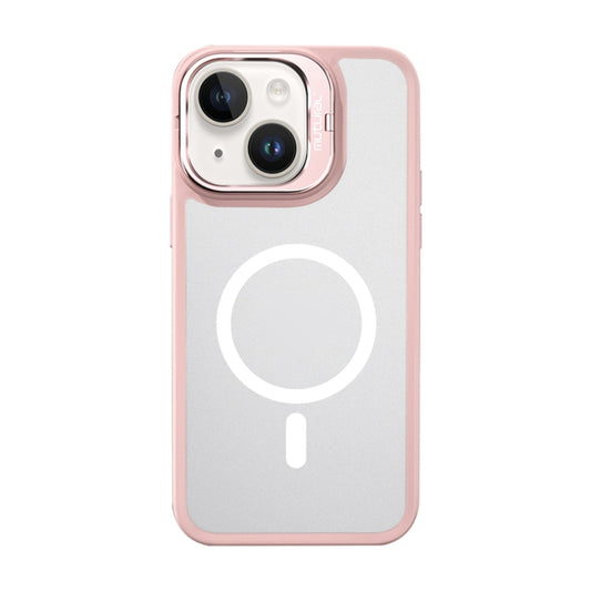 For iPhone 14 Mutural Color Holder Magsafe Phone Case(Pink) - iPhone 14 Cases by Mutural | Online Shopping UK | buy2fix