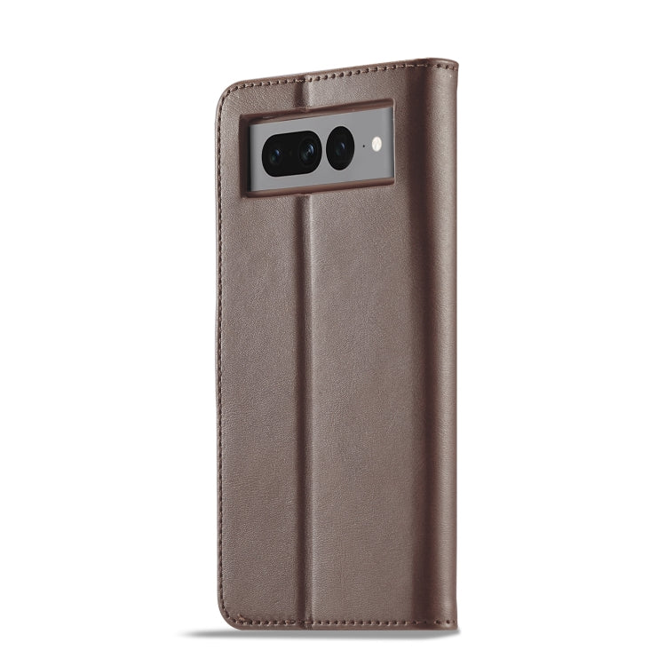 For Google Pixel 7 Pro LC.IMEEKE Calf Texture Horizontal Flip Leather Case(Brown) - Google Cases by LC.IMEEKE | Online Shopping UK | buy2fix