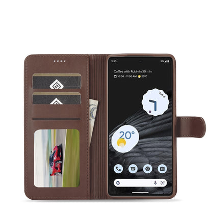 For Google Pixel 7 Pro LC.IMEEKE Calf Texture Horizontal Flip Leather Case(Brown) - Google Cases by LC.IMEEKE | Online Shopping UK | buy2fix