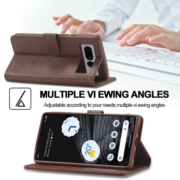 For Google Pixel 7 Pro LC.IMEEKE Calf Texture Horizontal Flip Leather Case(Brown) - Google Cases by LC.IMEEKE | Online Shopping UK | buy2fix