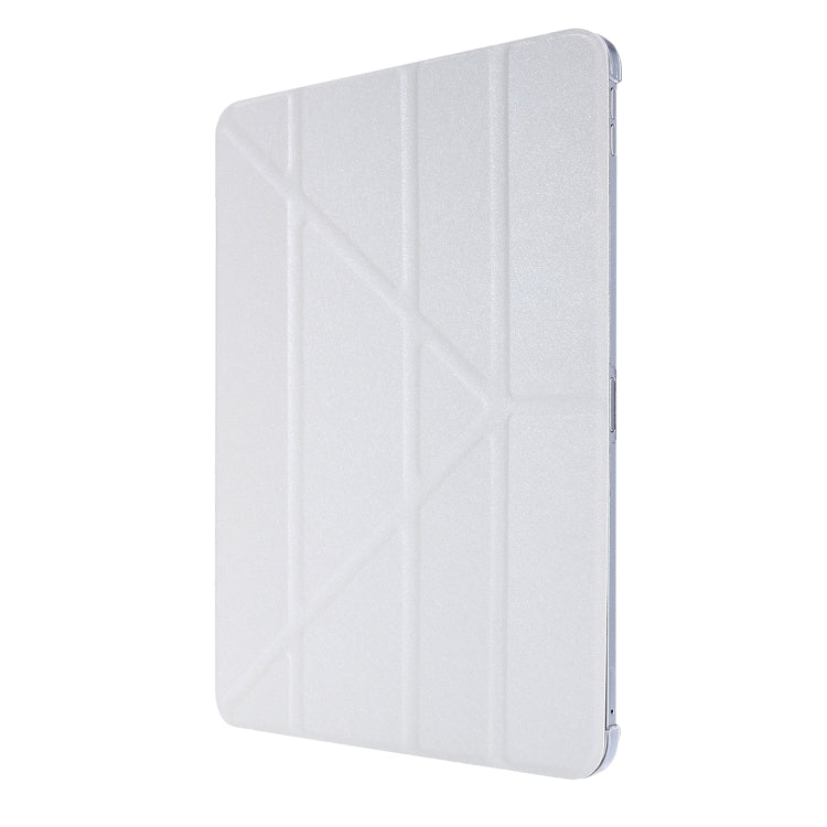 For iPad Air 13 2024 / Pro 12.9 2020 Silk Texture Horizontal Deformation Flip Leather Tablet Case with Three-folding Holder(White) - iPad Pro 12.9 (2020) Cases by buy2fix | Online Shopping UK | buy2fix