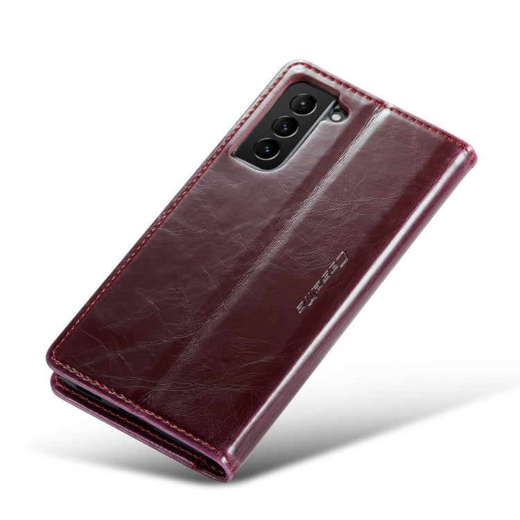 For Samsung Galaxy S21 5G CaseMe 003 Crazy Horse Texture Leather Phone Case(Wine Red) - Galaxy S21 5G Cases by CaseMe | Online Shopping UK | buy2fix