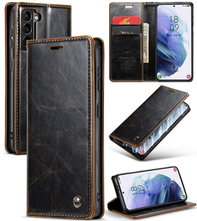 For Samsung Galaxy S21 5G CaseMe 003 Crazy Horse Texture Leather Phone Case(Coffee) - Galaxy S21 5G Cases by CaseMe | Online Shopping UK | buy2fix