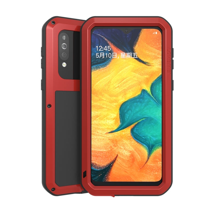 For Galaxy A40s LOVE MEI Metal Shockproof Waterproof Dustproof Protective Case(Red) - Galaxy Phone Cases by LOVE MEI | Online Shopping UK | buy2fix