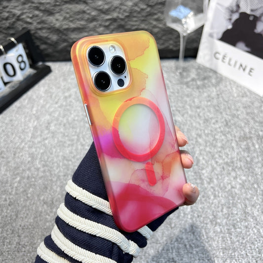 For iPhone 13 Pro MagSafe Magnetic Watercolor TPU Phone Case(Orange Red) - iPhone 13 Pro Cases by buy2fix | Online Shopping UK | buy2fix