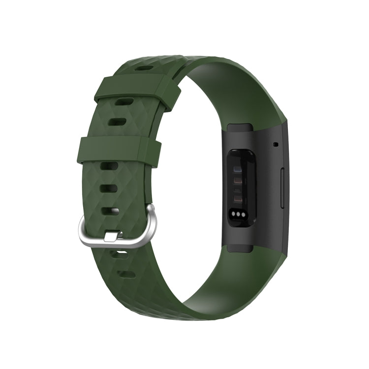 18mm Silver Color Buckle TPU Wrist Strap Watch Band for Fitbit Charge 4 / Charge 3 / Charge 3 SE, Size: L(Olive Green) - Watch Bands by buy2fix | Online Shopping UK | buy2fix